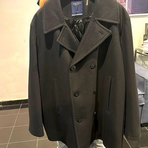 Nautica Men's Wool-Blend Peacoat in Black, Size 3X